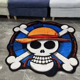 Anime One Piece Straw Hat Pirates Surrounding Belgian Velvet Vacuum Irregular Mat Carpet Floor Mat 90x100CM