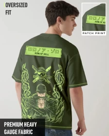 One Piece Roronoa Zoro Green Oversized T-Shirt – Premium Heavy Fabric