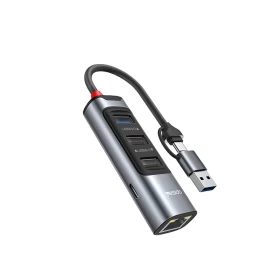 Yesido HB21 Aluminum Alloy 5-in-1 USB-C Hub with PD100W Fast Charging & RJ45