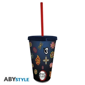 DEMON SLAYER & HASHIRAS Symbols Cup with Straw-470 ml