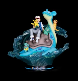 Anime Pokemon Lapras Ash Ketchum Figure GK Pikachu Squirtle Charmander Bulbasaur Pvc Action Figurine 30cm