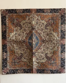 Persian Style Satin Decorative Throw 100x100 cm – Bronze Paisley Medallion