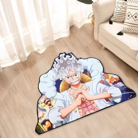 Anime One Piece Luffy Gear 5 Surrounding Belgian Velvet Vacuum Irregular Mat Carpet Floor Mat 90x100CM