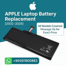Apple MacBook Laptop Battery Replacement – For All Models from 2002 to 2025 Prices Starts From 14 KD (Without Installation Fees)