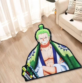 Anime One Piece Roronoa Zoro Surrounding Belgian Velvet Vacuum Irregular Mat Carpet Floor Mat 90x100CM