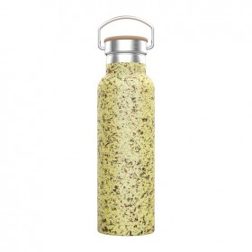 Green Pattern Stainless Steel Water Bottle (Lemon Yellow)