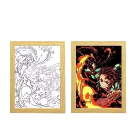 Demon Slayer Tanjiro Komado Led Light Painting USB Plug Dimming Wall Artwork-22cm*31cm (Ver.1)