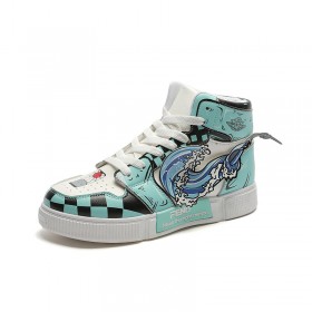 Demon Slayer: Kamado Tanjiro water breathing Costume High Top Sports Sneakers-Tiffany And Black