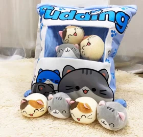 Creative Cat Snack Pillow Pudding Stuffed Dolls With Cat Pudding Kawaii Plush Pillow-40*50cm