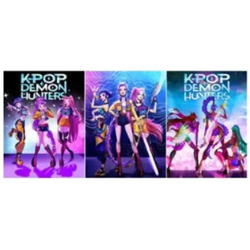 K-Pop Demon Hunters 3D Lenticular Poster – Anime Girl Squad (40×30 cm)