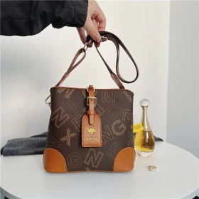 L&Xing Monogram Bucket Handbag – Dark Brown