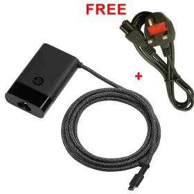HP 65W USB Type-C Laptop Charger with Power Cable