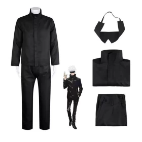 Jujutsu Kaisen Satoru Gojo Cosplay Costume Set – Premium Anime Uniform with Eye Mask for Adults & Teens