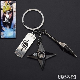 Naruto Keychain Kunai Dart Shuriken Ninja-Silver/Black