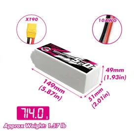 CNHL G+Plus 5000mAh 22.2V 6S 70C Lipo Battery with XT90 Plug