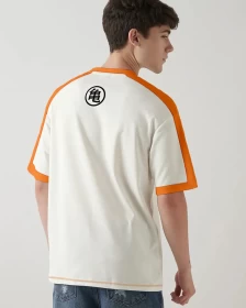 Dragon Ball Goku Riding Shenron Oversized T-Shirt – White & Orange