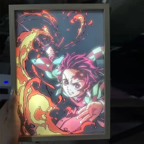 Demon Slayer Tanjiro Komado Led Light Painting USB Plug Dimming Wall Artwork-22cm*31cm (Ver.1)