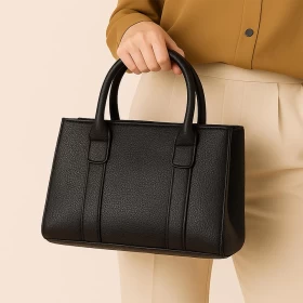 Classic Pebbled Leather Hand Bag – Black