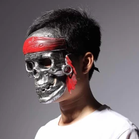 Pirates of the Caribbean Pirate Skull Mask | Gold & Silver Costume Mask