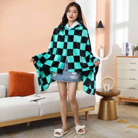 Anime Demon Slayer Cloak Blanket (Tanjirou Nezuko Zenitsu Renguko shinubo) Flannel Blanket Winter Cloak-Unisex-Polyester